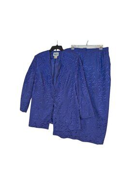 KB Womens 2-Piece Purple Embroidered Beaded Jacket & Skirt Set 18W